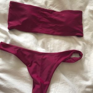 Maroon bathing suit!